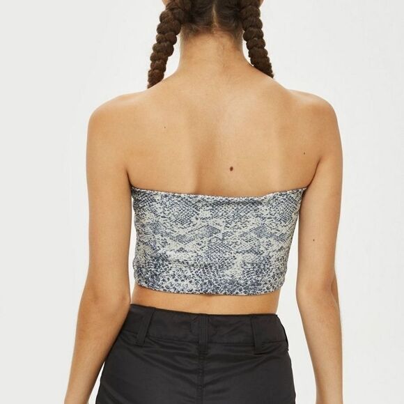 Topshop Snakeskin Strapless Bandeau Top Size 6 - Picture 7 of 16